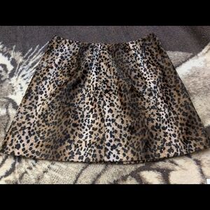 Leopard Print A-Line Mini Skirt - Brown/Black